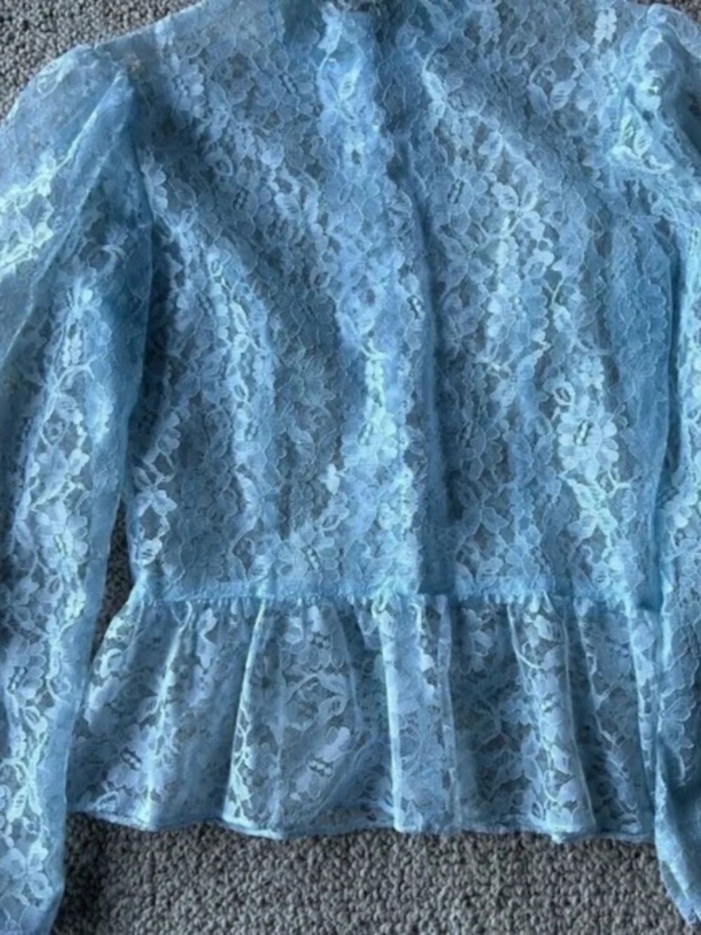 Vintage Gunne Sax Gold Label Blue Lace Blouse XS Coquette Cottagecore Soft Girl - Picture 6 of 8